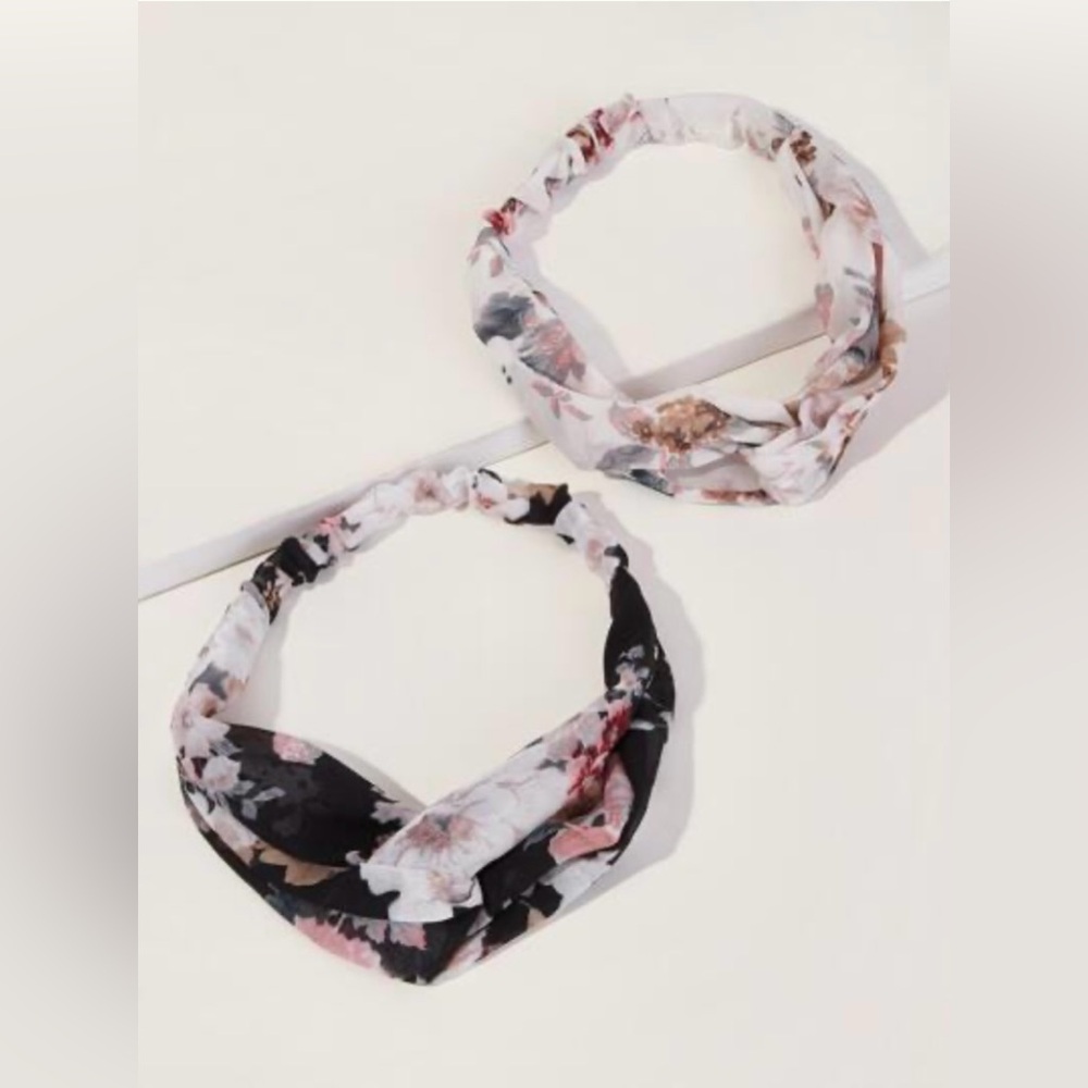 ROMWE Floral Black and White Headbands
